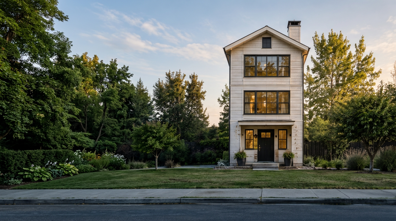 14 Alder Row, a white gabled townhouse in Old Mill